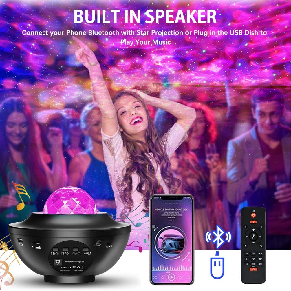 Galaxy Star Projector Night Light with Bluetooth Speaker & Remote